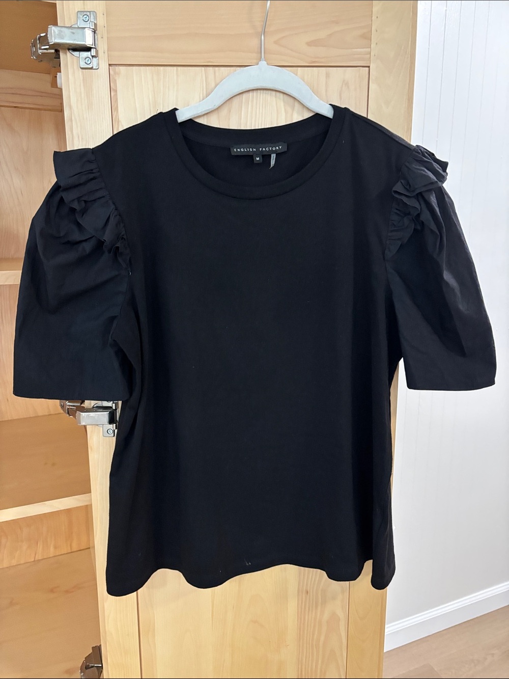 English Factory Black Puff-Sleeve Tee